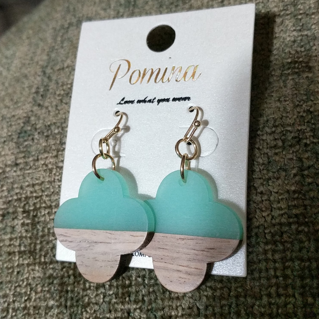 Pomina Acrylic And Wood Earrings